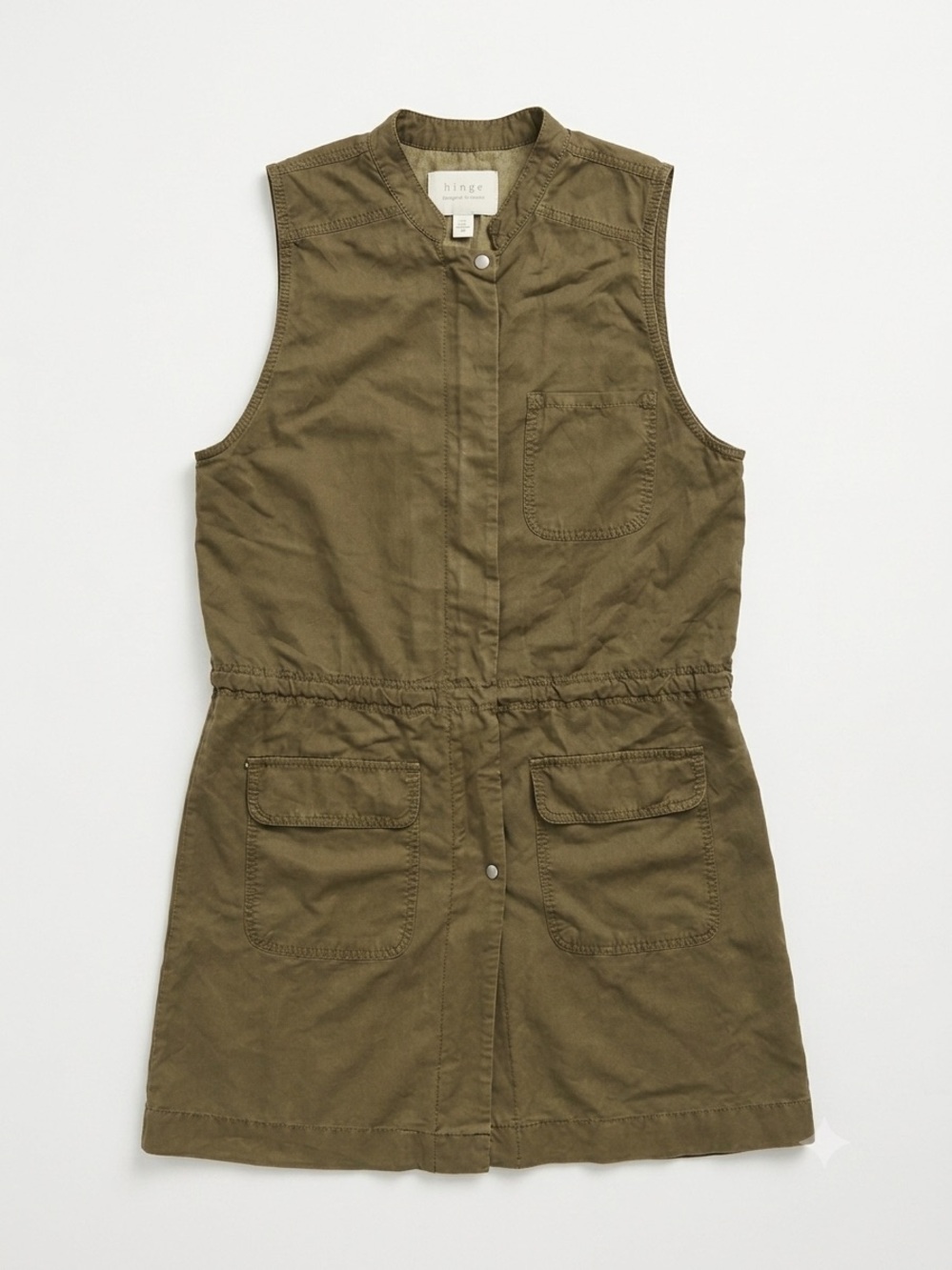 Hinge Nordstrom Sleeveless Utility Vest Dress – Olive Green, Size M
